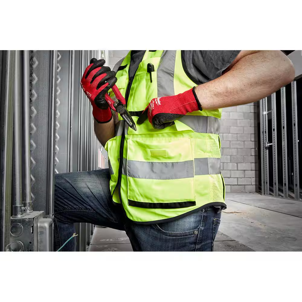 Performance Small/Medium Yellow Class 2 High Visibility Safety Vest with 15 Pock