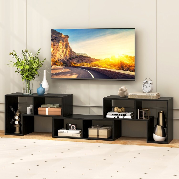 3 Pcs Adjustable TV Stand Set w/ Rectangular Shelf 2 L shaped Shelf For TVs 65''