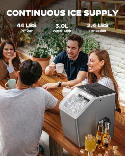 Ice Makers Countertop, 44lbs Per Day, 2 Ice Cube Maker Stainless Steel-cube