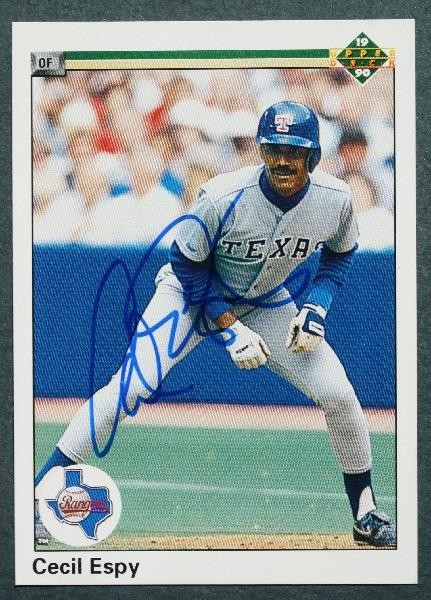 Texas Rangers star Cecil Espy signed / autographed 1990 Upper Deck card --