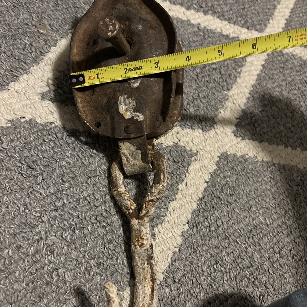 Vintage Industrial Metal Pulley & Hook