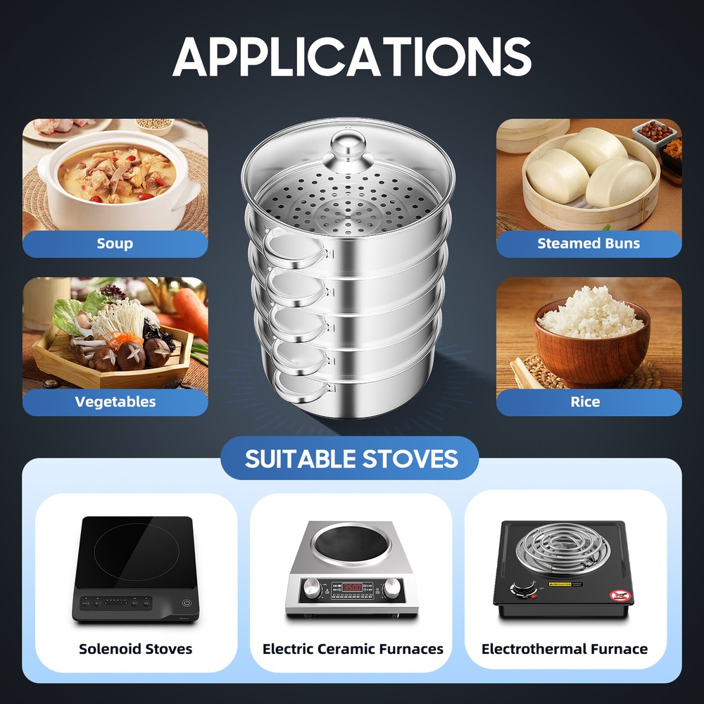 5-Layer Pot Steamer Multi-Layer Cookware Pot Cookware Stainless Steel Pot 28cm