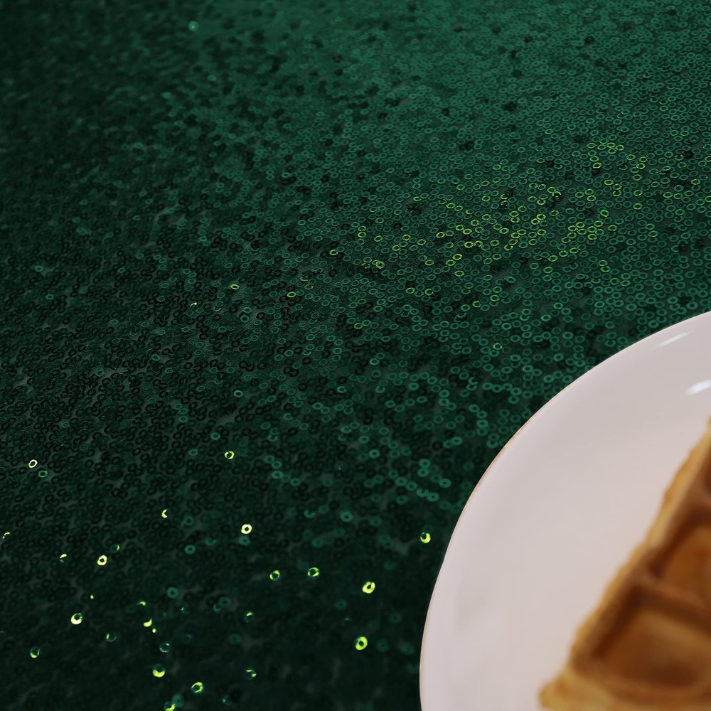 Sequin Tablecloth - Dark Green Table Cloths for Parties Rectangular Table Cov...