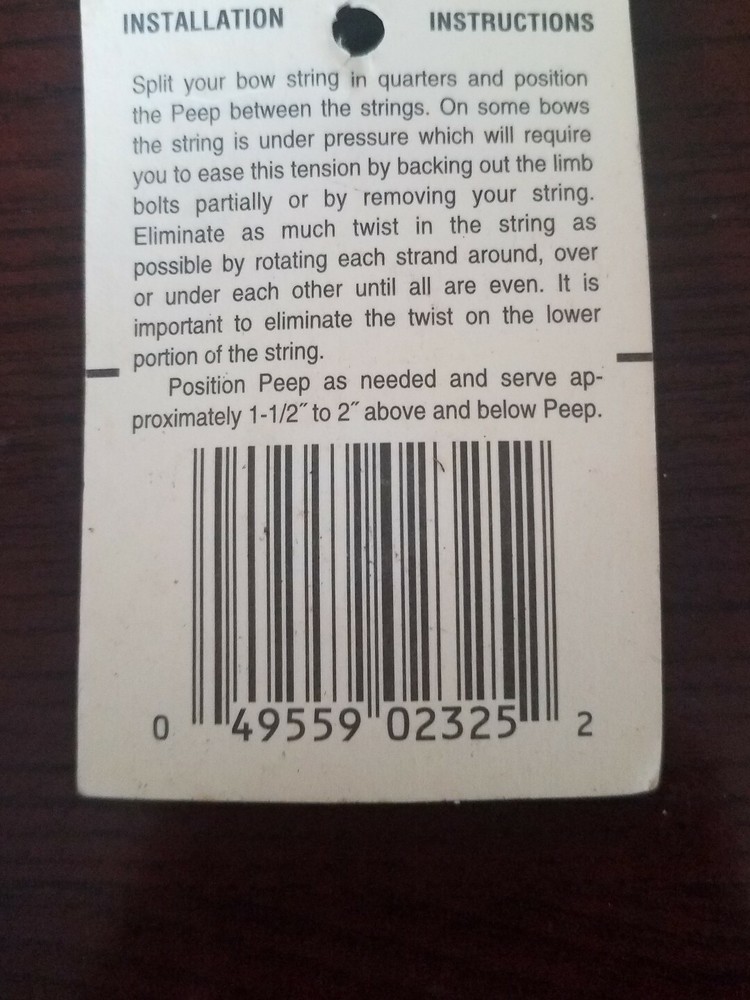 GWS Pro Hunter Side by Side String Peep Super Black 2325