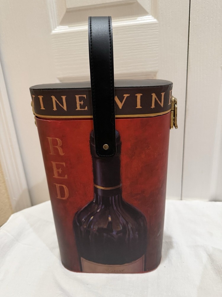 2 Bottle WINE GIFT BOX  Leather Look Handle