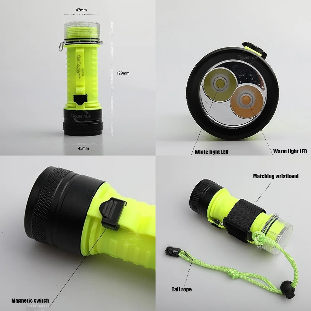 Professional LED Diving Flashlight Underwater Scuba Dive Torch Lamp Diver Light