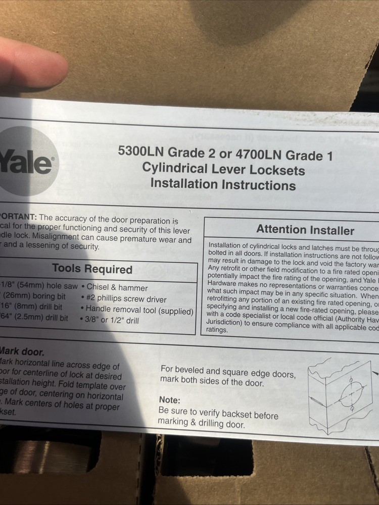 NOS Yale PB5301LN-626 Passage Function Cylindrical