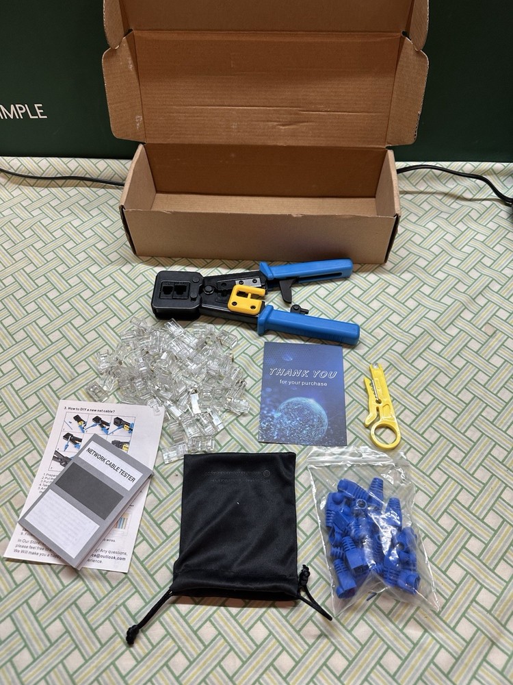 RJ45 Pass Through Crimp Tool Kit X002MT50LZ Network Cable Tool Set