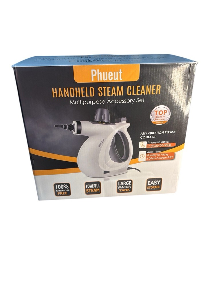 Phueut Pressurized Handheld Multi Purpose Surface Natural Steam Cleaner White