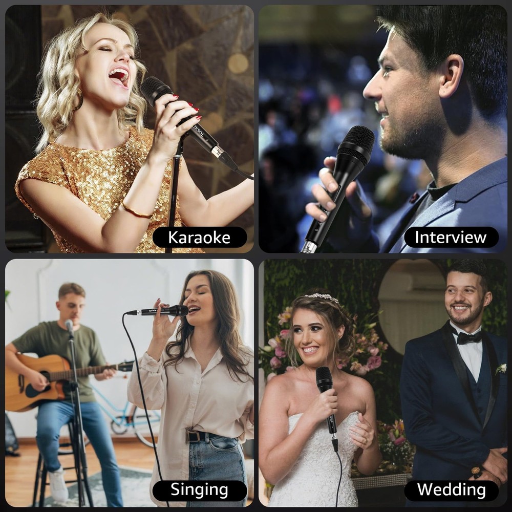 Wired Microphone for Singing,Professional Vocal Dynamic Handheld Black