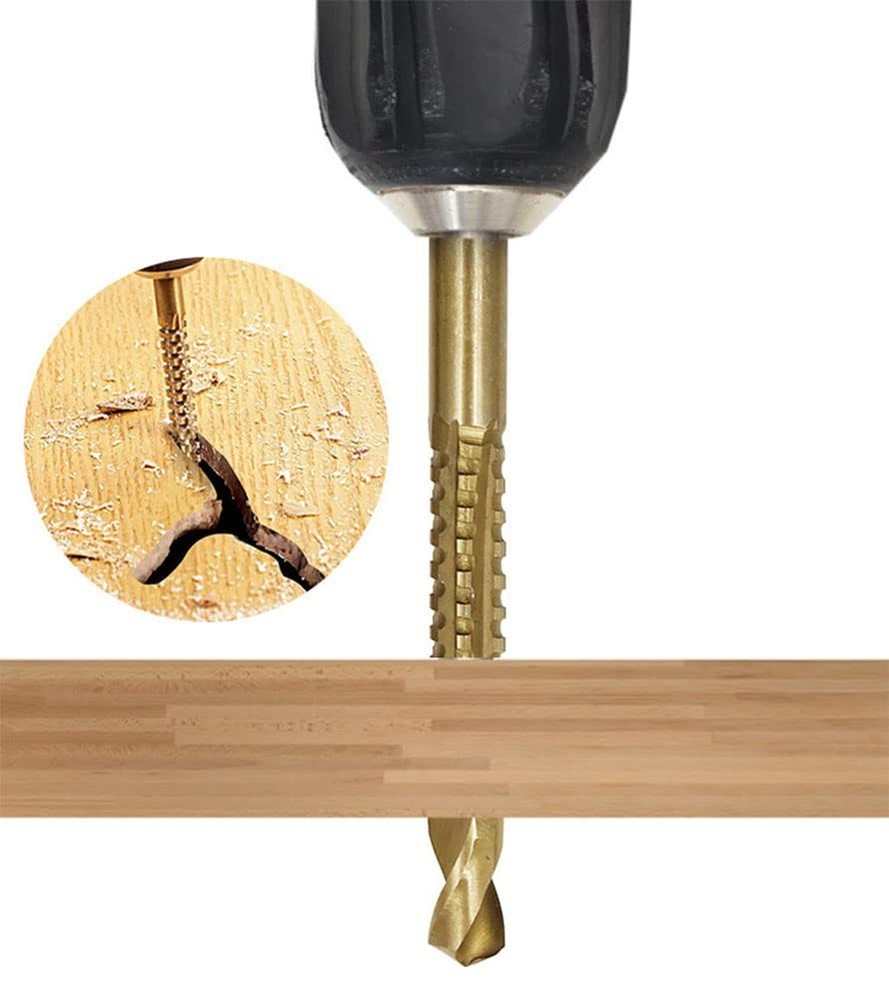 6Pcs Titanium Coated Drill Bit Set, 3 Step Bits + 3 Serrated