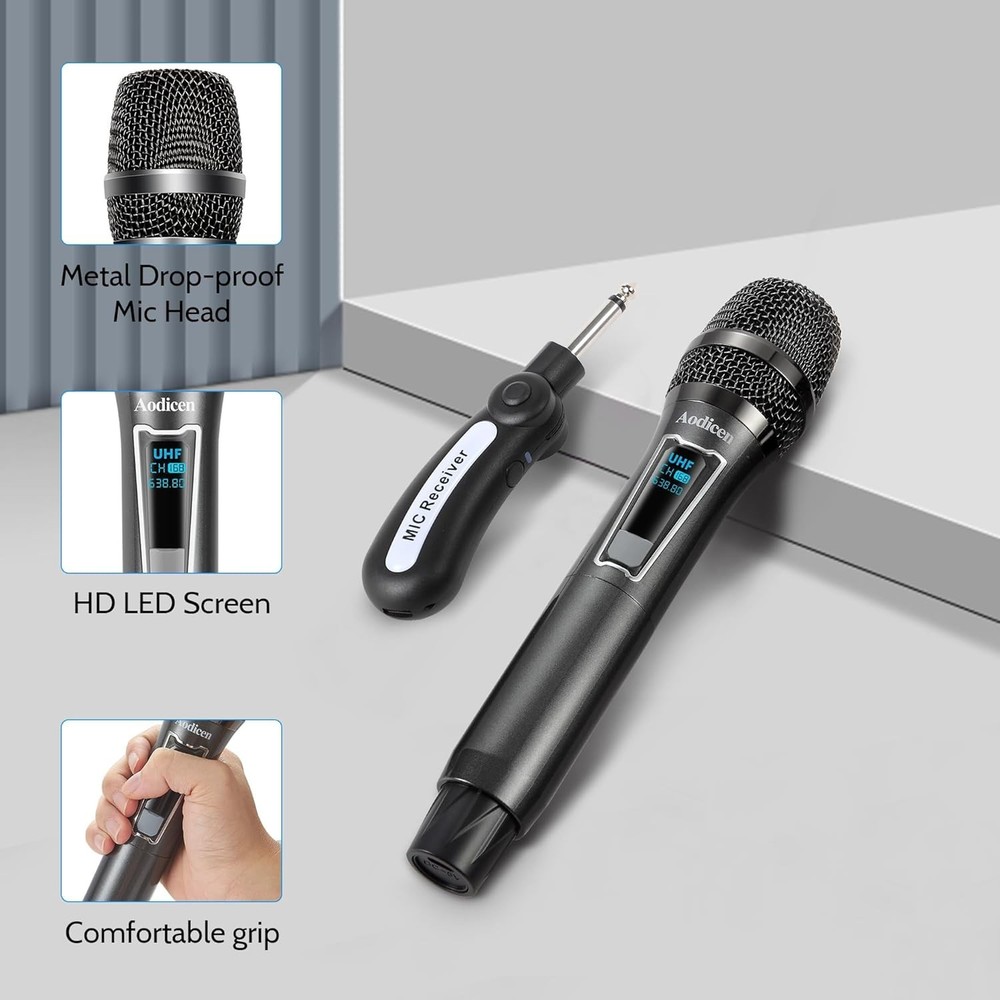 Wireless Karaoke Microphone, No Delay Handheld Microphone System with Recharg...