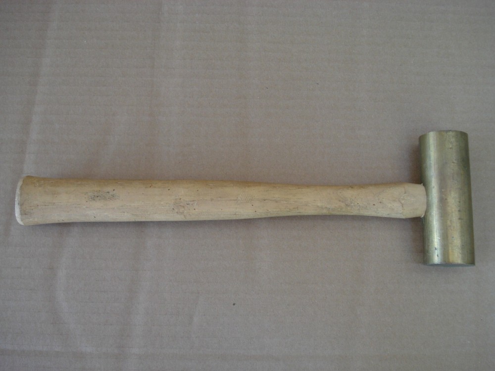 Vintage 2 Lb. Solid Brass Dead Blow No Spark Hammer Hickory Handle