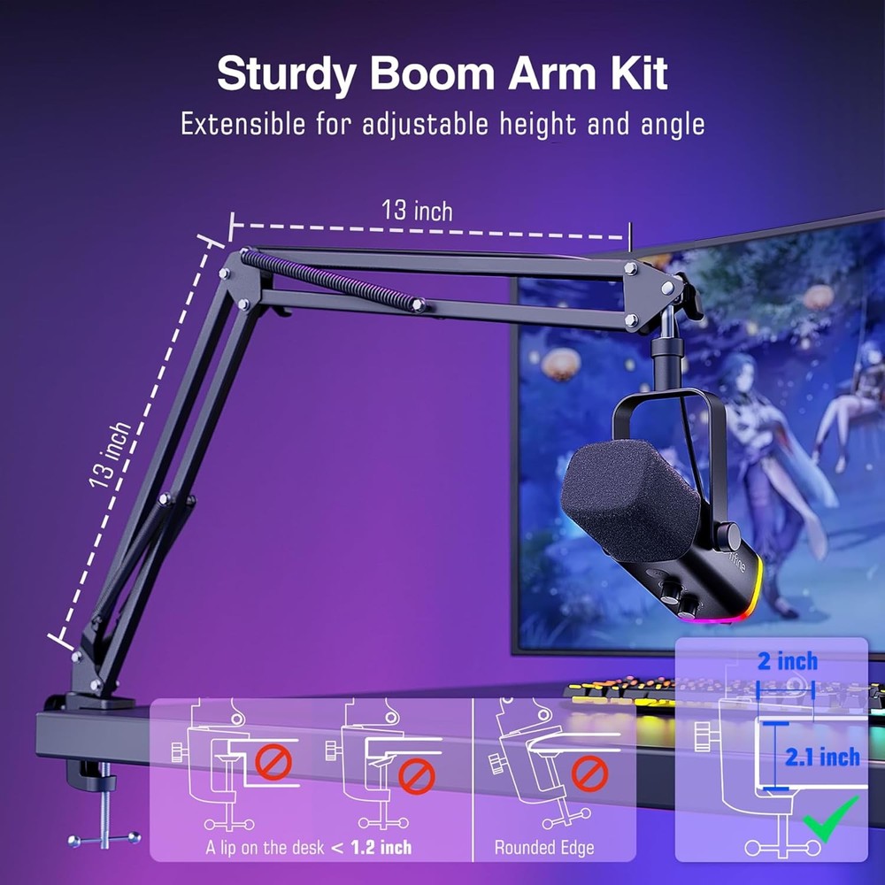 Gaming Microphone Set, Dynamic PC Microphone Ideal for Streaming and Podcasting