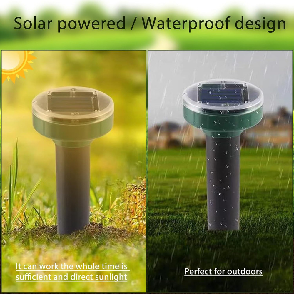 12PCAK Solar Powered Ultrasonic Mole Repellent,Snake, Groundhog Gopher, Vole Rep