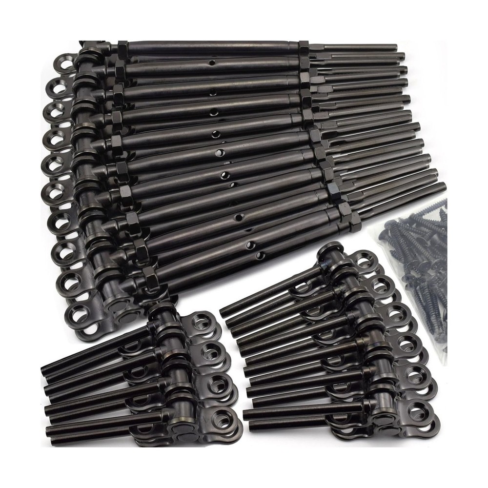 Black Cable Railing Hardware Kit, for 1/8 Cable Railing System for Wood Posts...