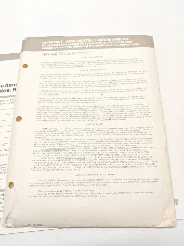 Original Vintage Microsoft Windows Presentation Manager Software 2.0 1987 3.5"