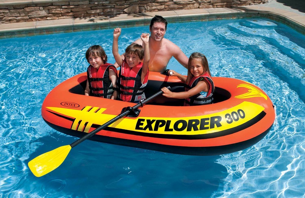 Intex Explorer 300 Compact Inflatable Three Person Raft Boat (Open Box) (2 Pack)