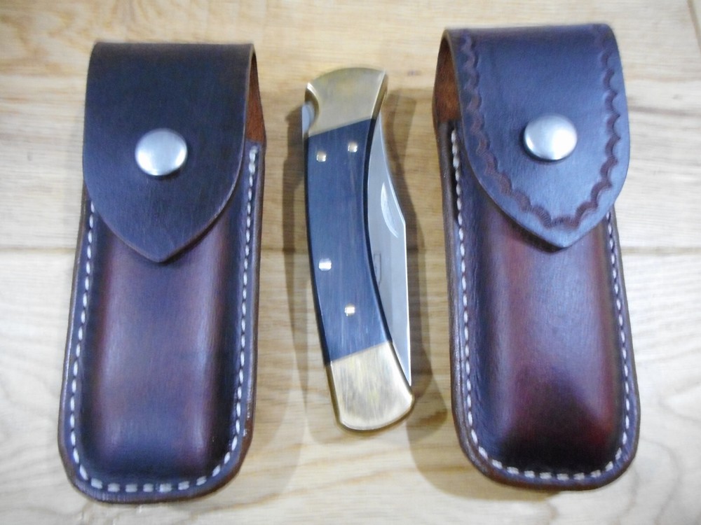 Buck 110 custom made leather sheath. Your choice plain or tooled. Sheath only