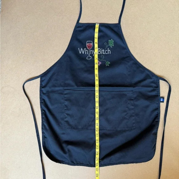 Funny Wine Rhinestone Novelty Apron with pockets