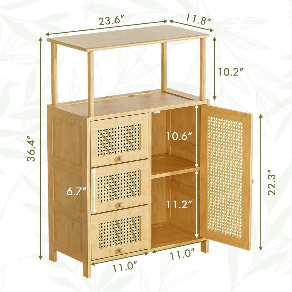 Sideboard Buffet Cabinet W/ Storage Bamboo Storage Cabinets Rattan Sideboard W/