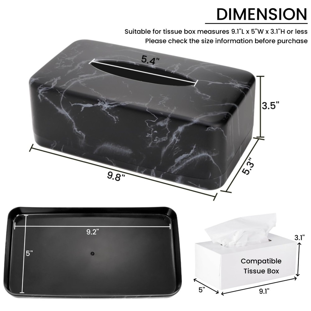 Nagpew Tissue Box Holder, Rectangular Napkin Dispenser Cover, Black