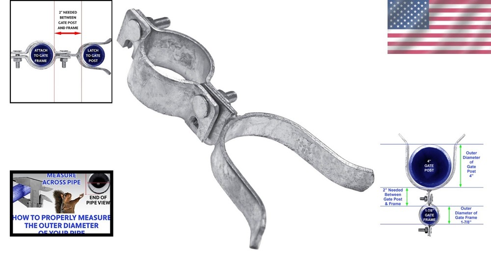 1-7/8" x 4" Galvanized Gate Fork Latch with Padlock Hole for Enhanced Security