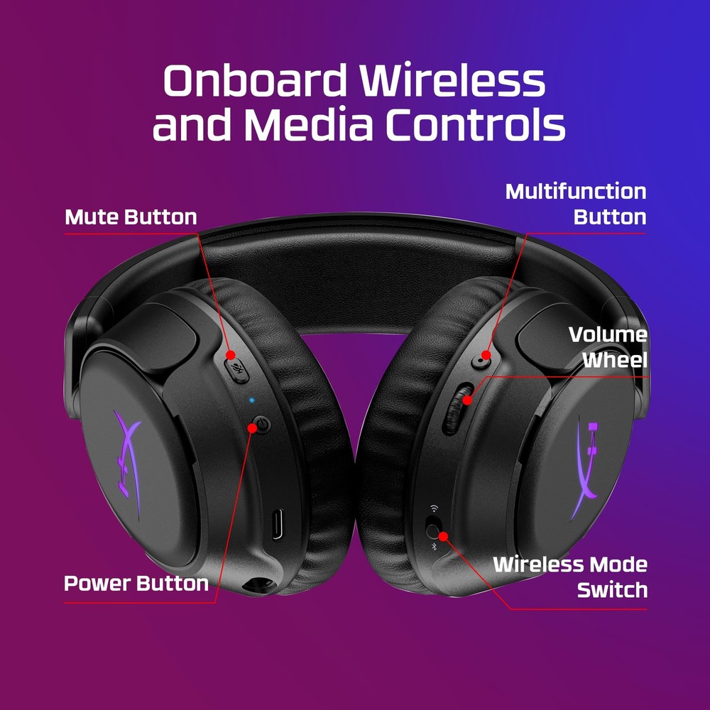 HyperX Cloud Flight 2 – Wireless Gaming Headset, Customizable RGB Lighting with