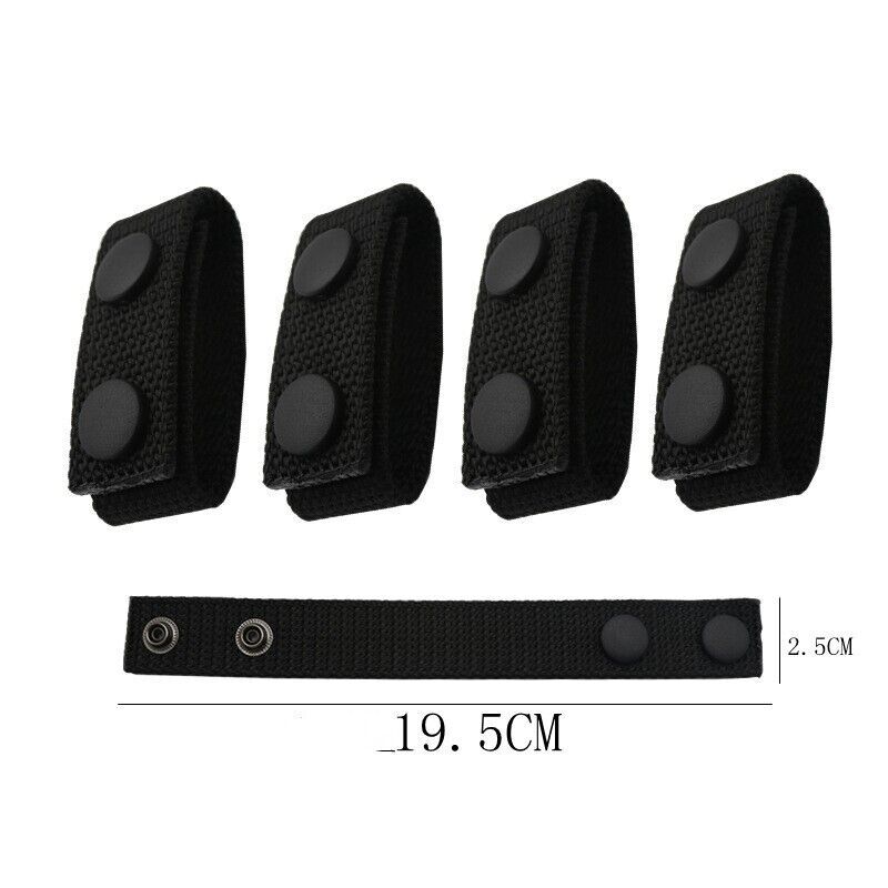 Khaki Duty Belt, 4Pcs - Nylon Belt Keeper with Double Snaps, Fabric Belt Loop