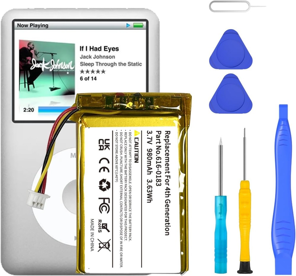 980mAh Replacement Battery Kit for iPod Classic 4th Generation Compatible