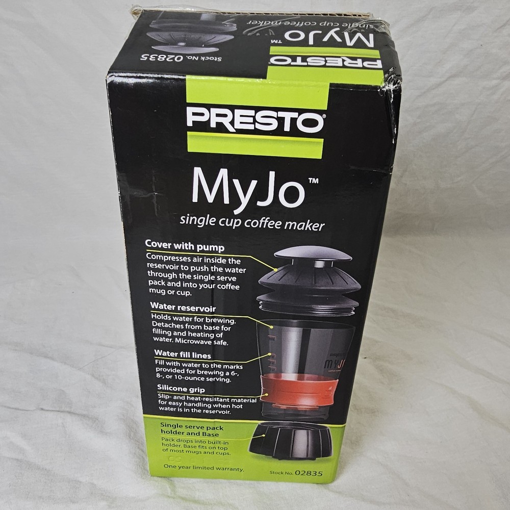 Presto MyJo Single Cup Coffee Maker (02835) New Open Box