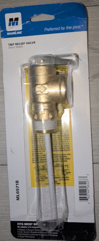 Mainline T&P Valve Relief Valve  Short Shank ML6571B - NEW