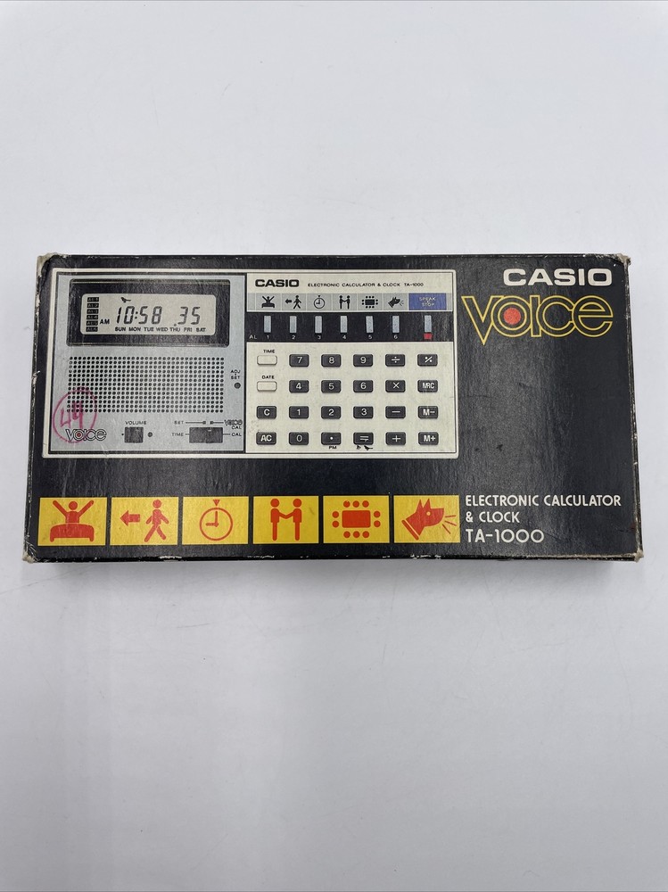 Casio Voice TA-1000 Calculator & Clock Box 1983