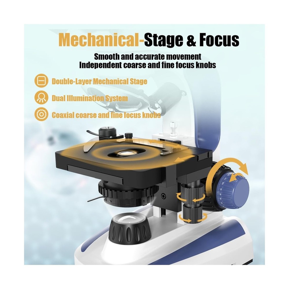 Upgrade Lab Compound Monocular Microscope with 40X-2500X, Dual-View Microscop...