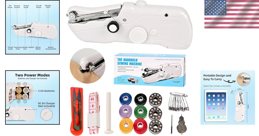 Versatile Handheld Sewing Machine - Battery and USB Powered, Ideal for Fabrics