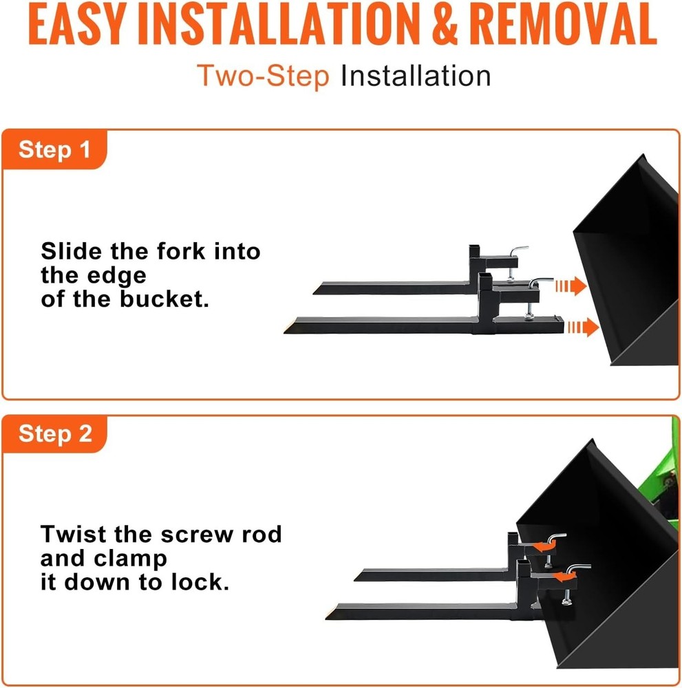 Versatile 2000lbs Capacity Pallet Forks for Tractor Loader - Easy Installation