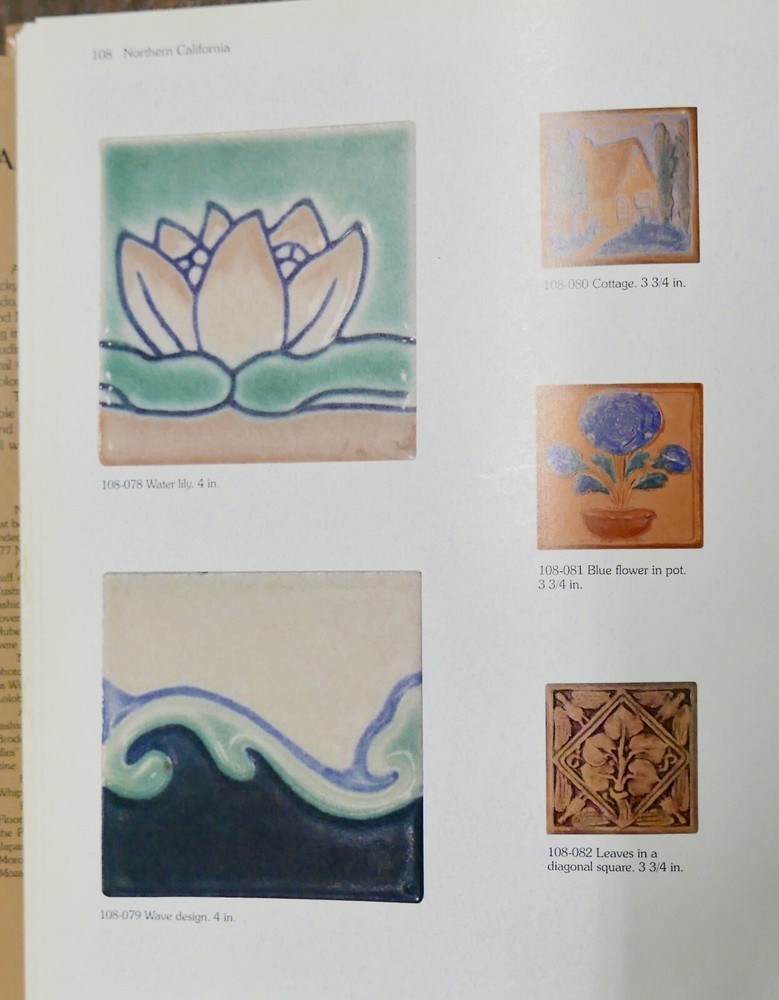 California Art Tile Co. Decorated Wave Tile Vintage