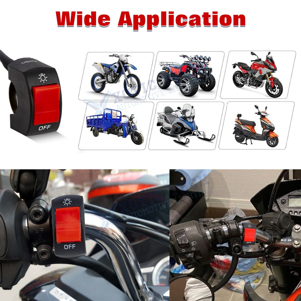 7/8″ Waterproof Motorcycle ATV Handlebar Push Button Switch Mount Toggle DC12V