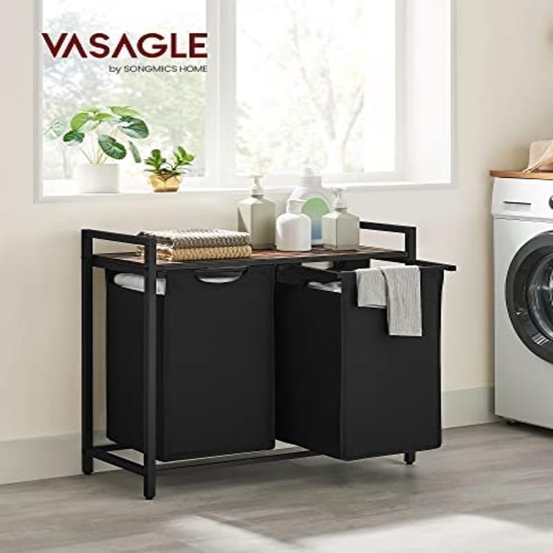 Laundry Sorter W/ 2 Pull-Out Liners Removable Shelf 24.2 Gallons Capacity New