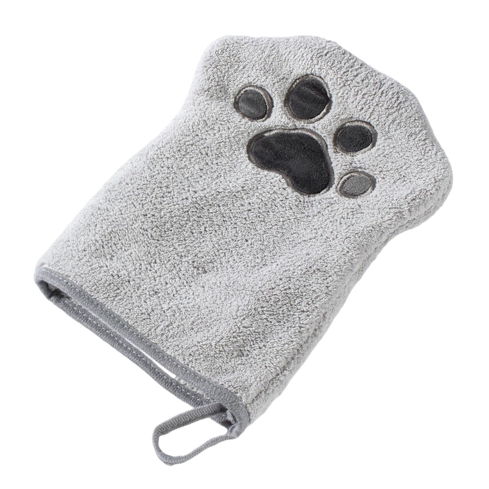 Muddi Mitt Microfiber Reusable Pet Wipes Grooming Towel Glove | Grey