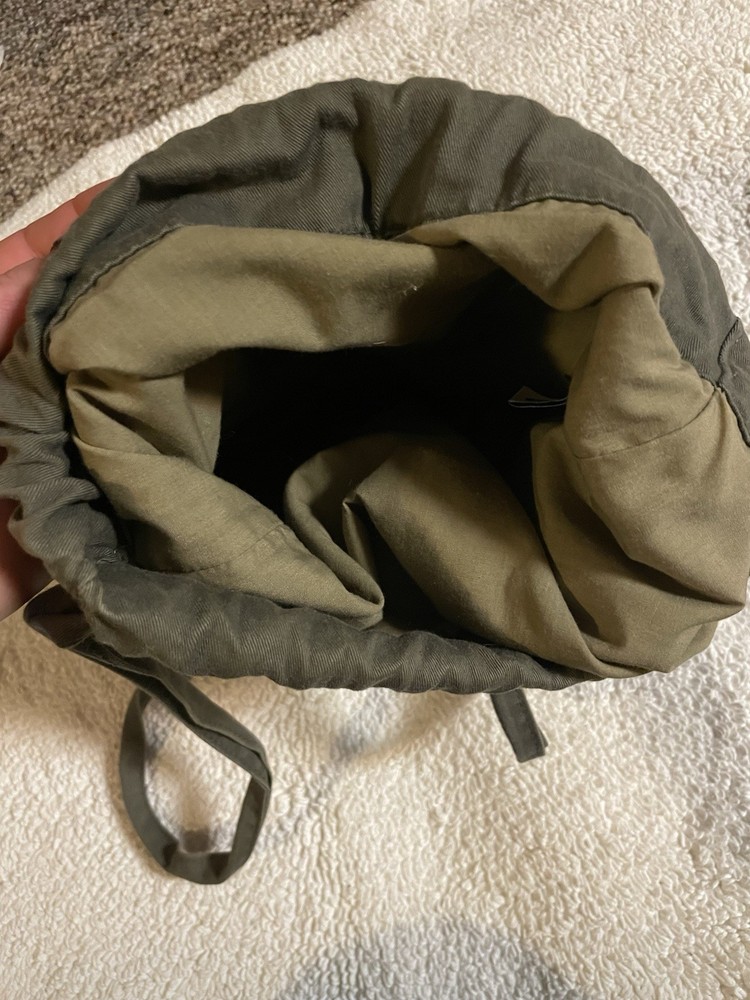 Olive Green Militaria Drawstring Backpack with Back Pocket