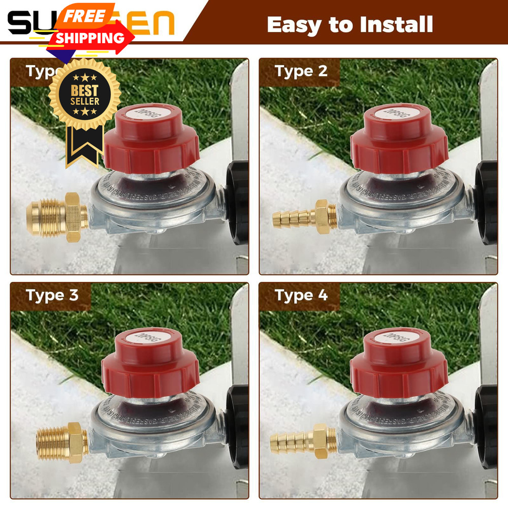 0-20 PSI Adjustable High Pressure Propane Regulator Valve Kit, Silver