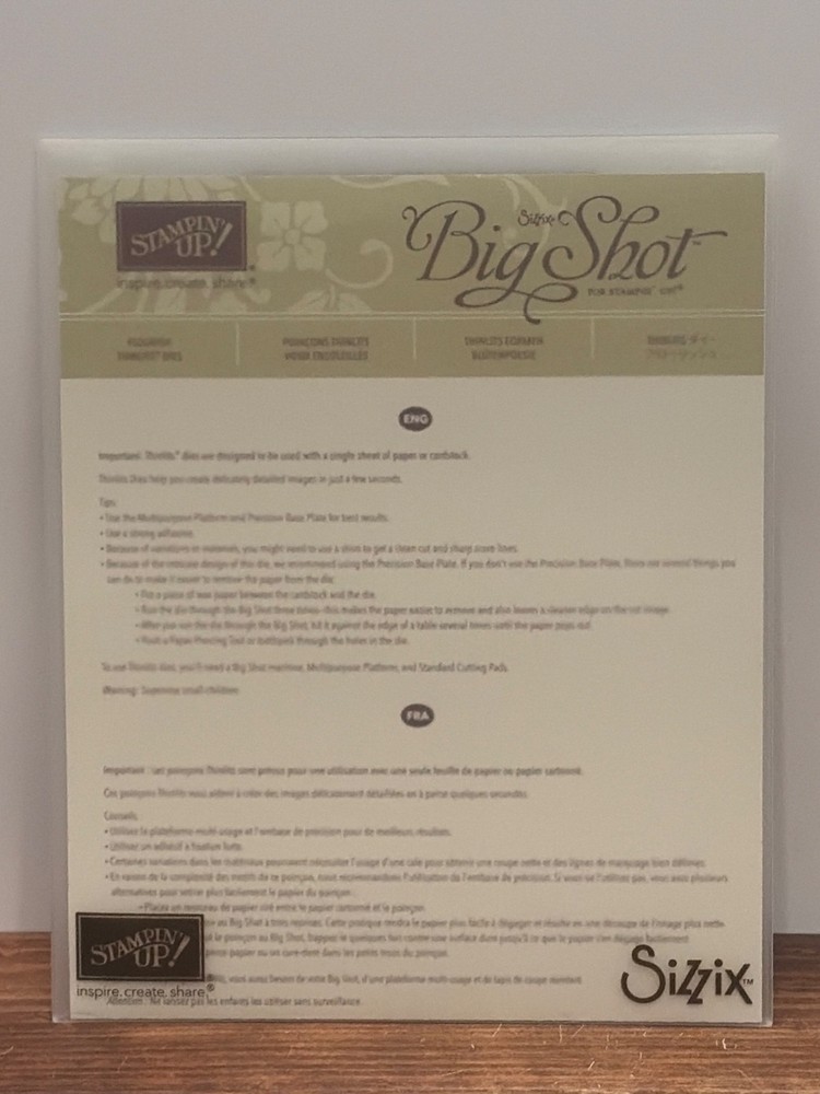 GENTLY USED SIZZIX STAMPIN' UP! 141478 FLOURISH THINLITS DIES