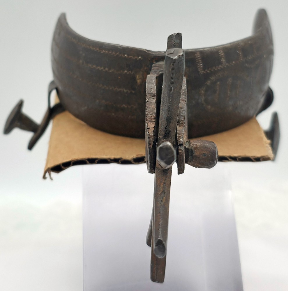 Antique Spanish Style Hand Made Iron Spur with Hand Tooled Pattern ~ Video