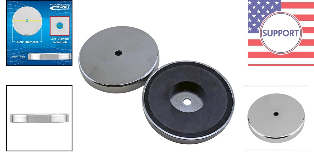 Strong 95 lb Pull Ceramic Round Magnets - Versatile 2-Pack, Nickel-Plated Finish