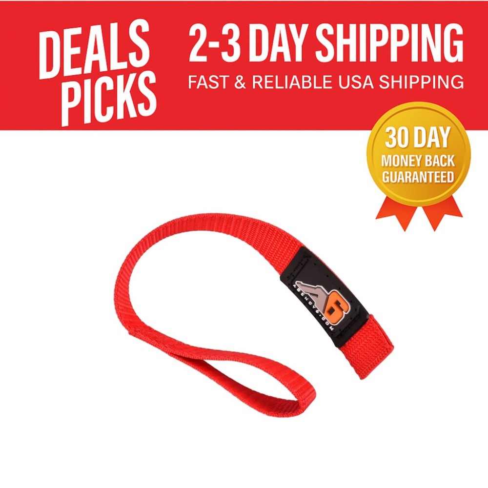 Bright Red Heavy Duty Winch Hook Pull Strap - 10" Long - Reliable and Safe