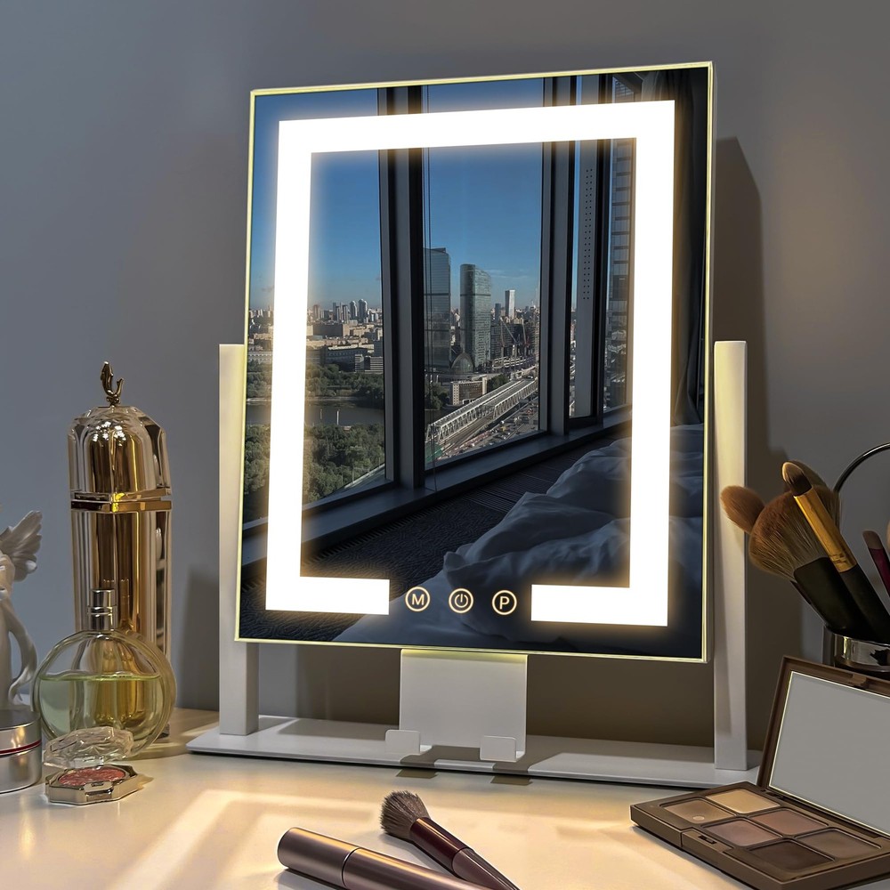 Vanity Mirror with Lights, 14" x 12" LED Makeup Mirror, Lighted Makeup Mirror...