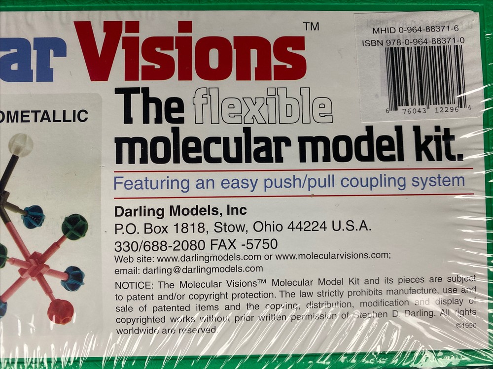 Molecular Visions Flexible Molecular Model Kit Organic/Inorganic Push Pull NEW