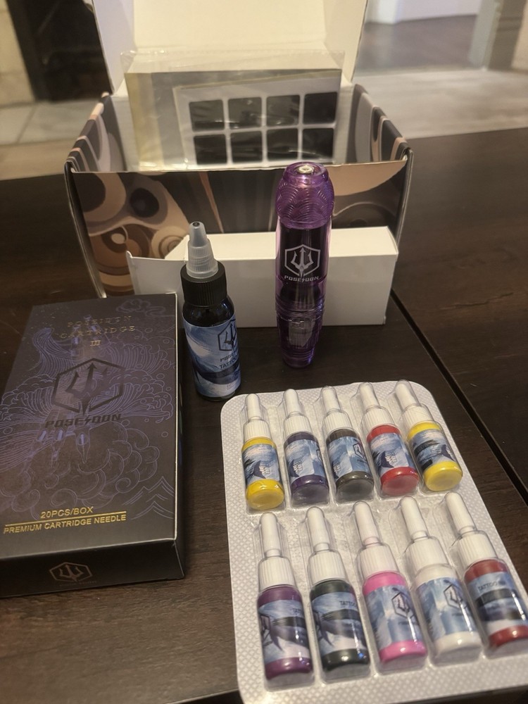 POSEIDON Wireless Tattoo Kit TK039, Complete Kit! For Beginners