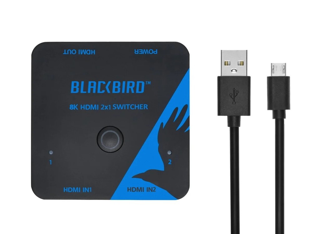 Monoprice Blackbird 8K60 2x1 HDMI Switch 1x2 One HDMI Input Between Two Sources